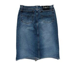 2/$30 Lei Jean Skirt Distressed Cotton Medium Denim Wash Womens Juniors 5 Straig